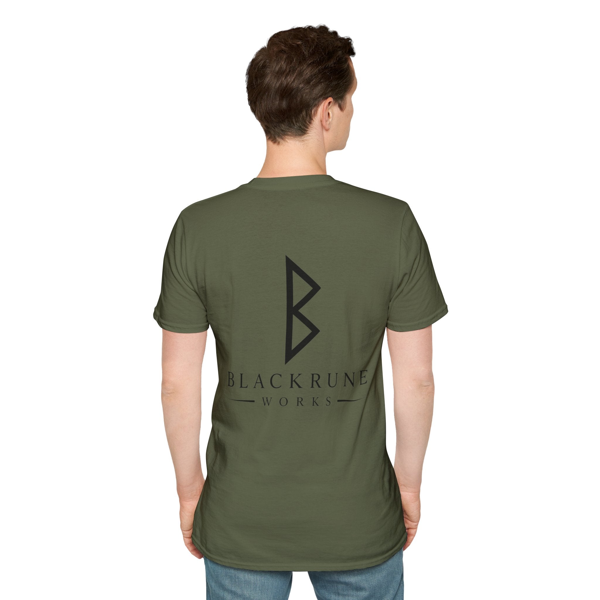 Black Rune Works Logo T Shirt Large Back Logo