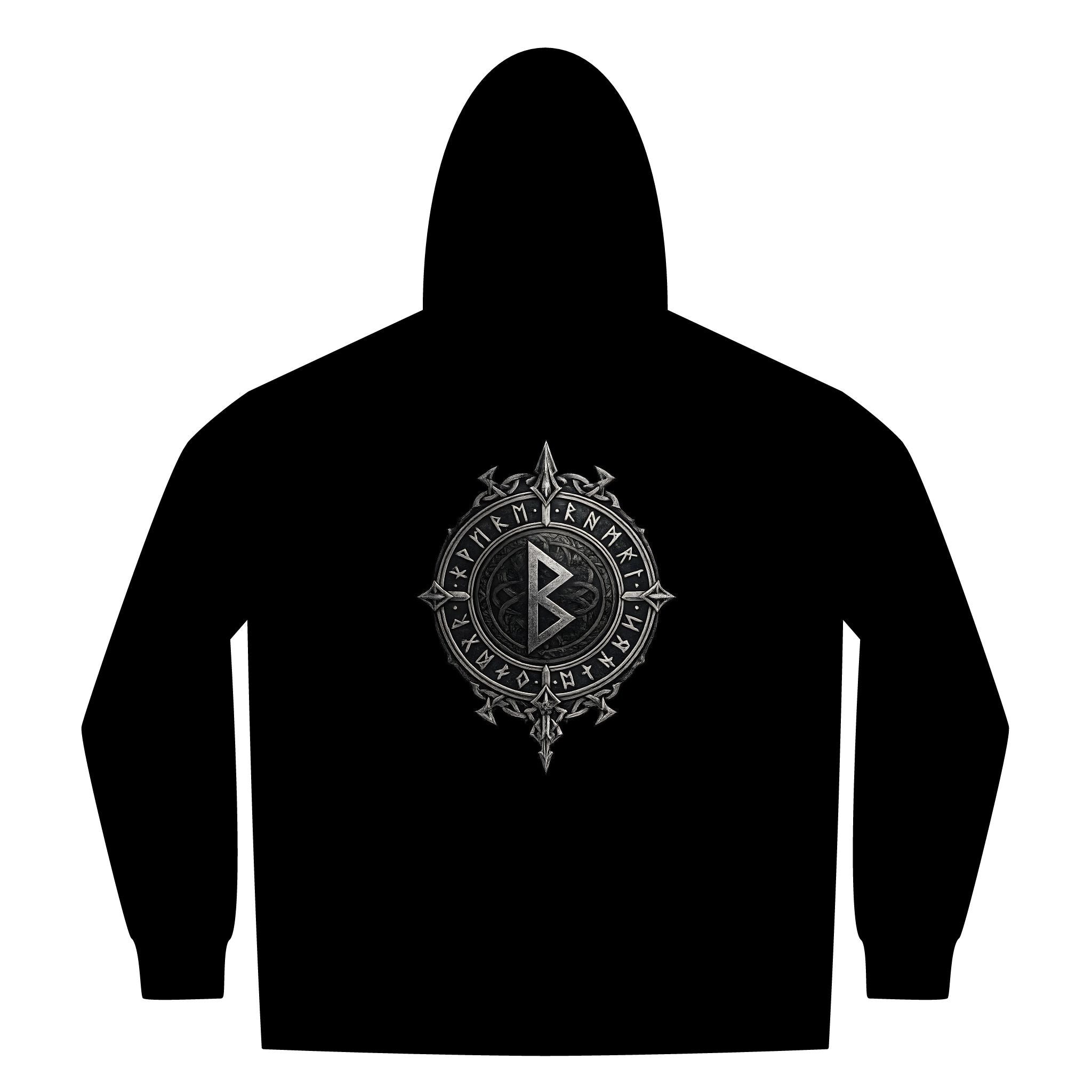 Black Rune Works – Silver Rune Sherpa-Lined Full-Zip Hoodie