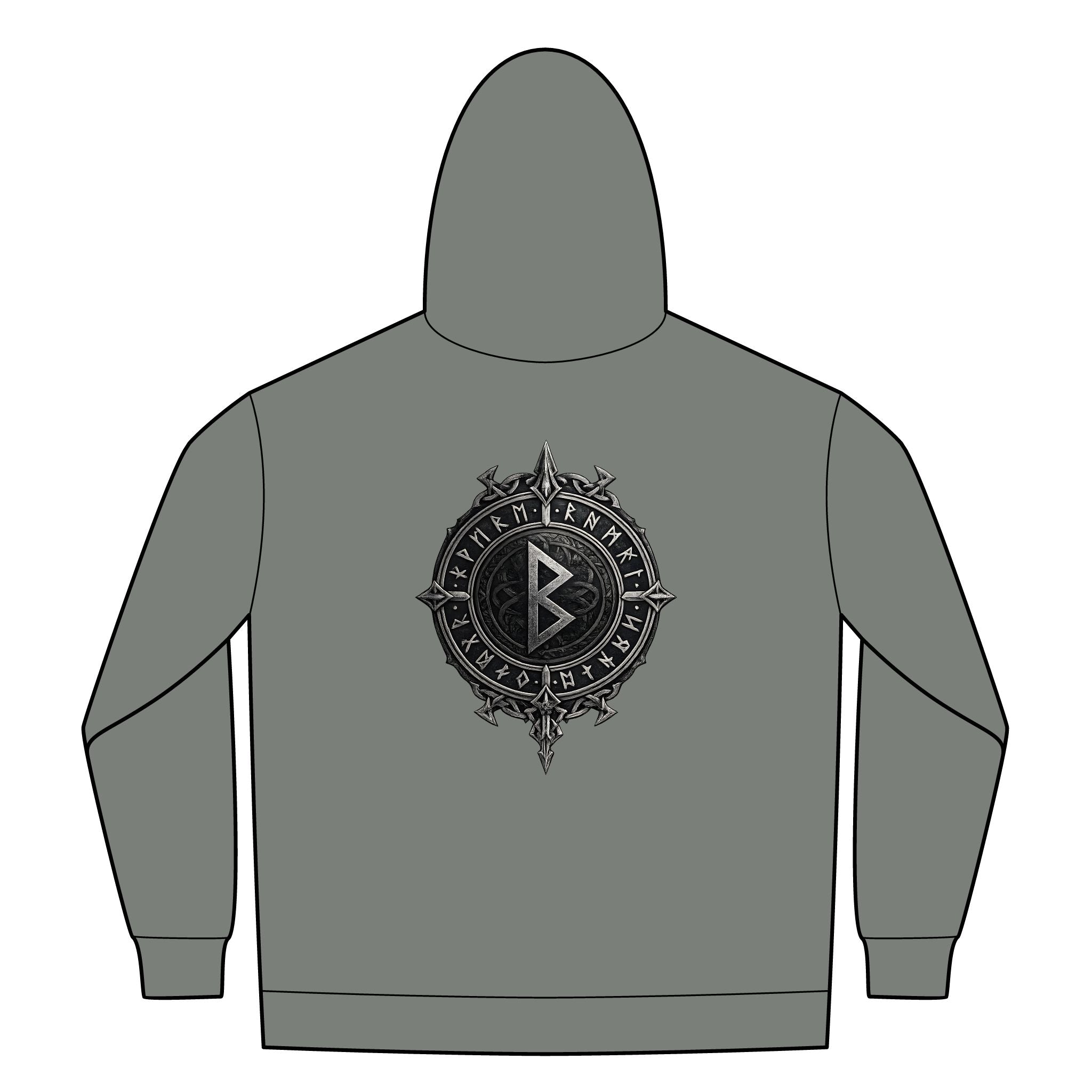 Black Rune Works – Silver Rune Sherpa-Lined Full-Zip Hoodie