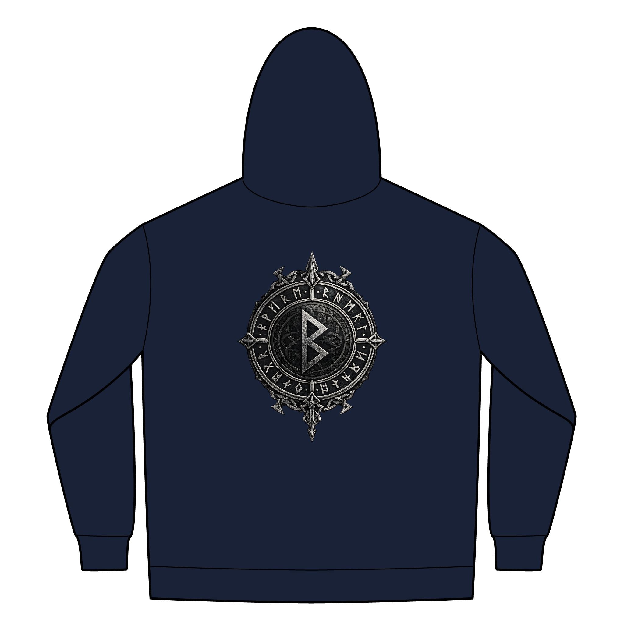 Black Rune Works – Silver Rune Sherpa-Lined Full-Zip Hoodie