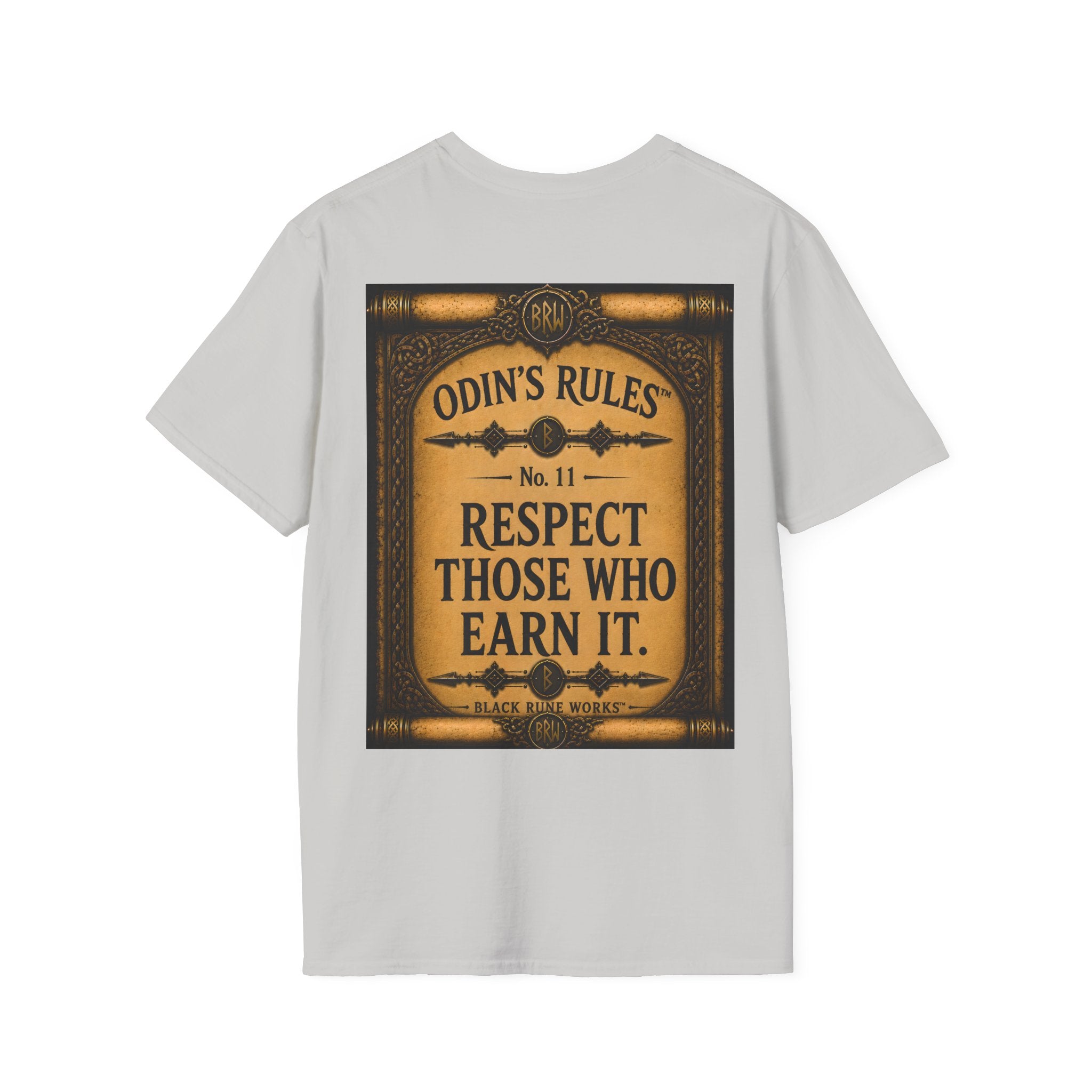 ODIN'S RULES™ No. 11 | Respect Those Who Earn It | Viking Scroll Graphic T-Shirt | Black Rune Works