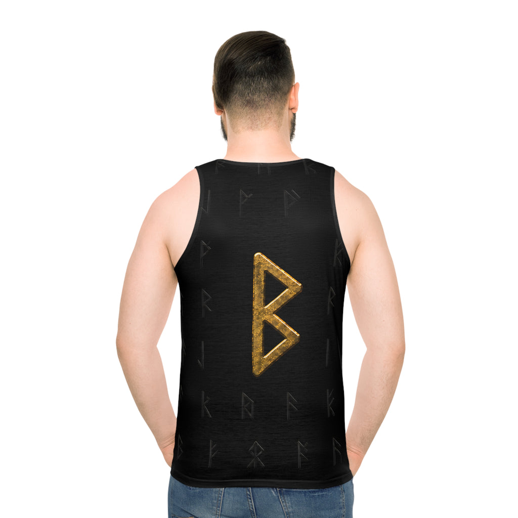 Black Rune Works Nordic Rune Tank Top | Black & Gold Celtic Knotwork AOP Tank