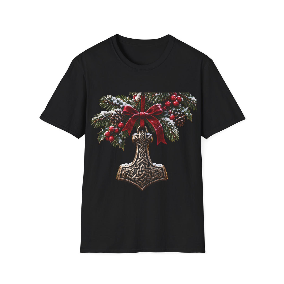 Viking Mjolnir Christmas T-Shirt – Nordic Holiday Thor’s Hammer Tee