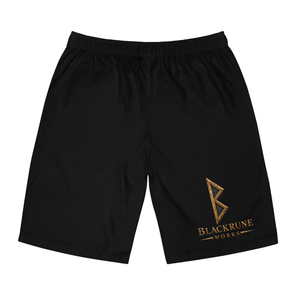 Bronze Mjölnir Board Shorts | Thor’s Hammer Norse Rune Shorts | Black Rune Works