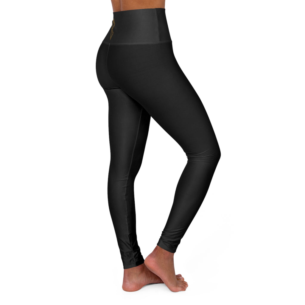 Women’s Black & Gold Celtic Knot Leggings | High-Waisted Nordic Rune Yoga Pants | Black Rune Works