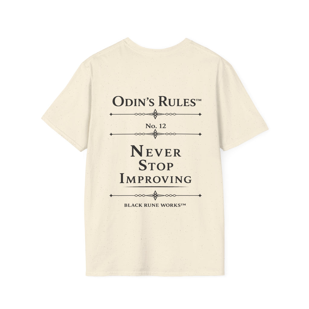 ODIN'S RULES™ Rule #12 | Never Stop Improving | Viking Norse Warrior Shirt | Black Rune Works