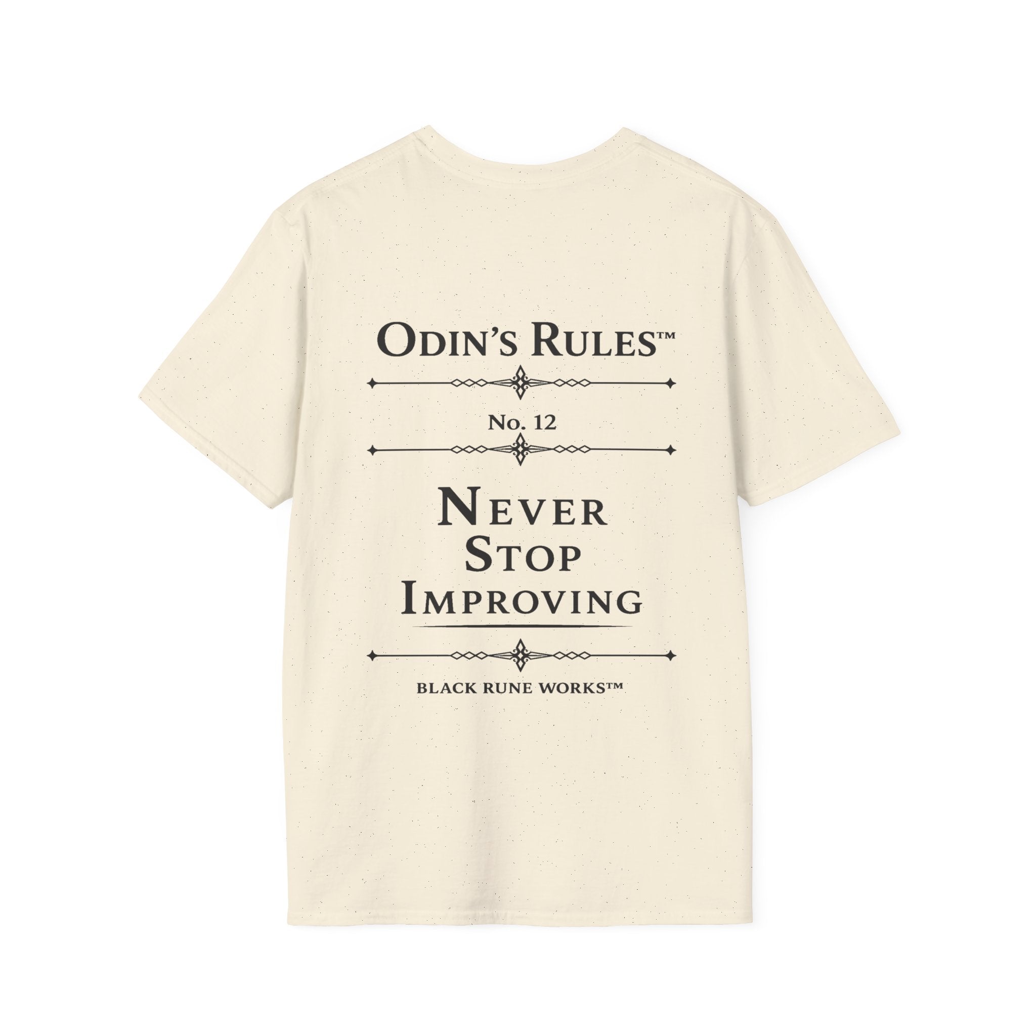 ODIN'S RULES™ Rule #12 | Never Stop Improving | Viking Norse Warrior Shirt | Black Rune Works