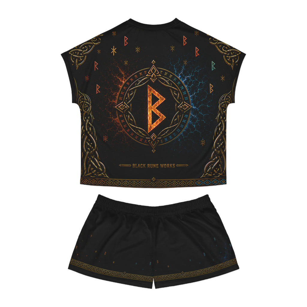 Women’s Rainbow Rune Short Pajama Set | Black Nordic Sleepwear | Black Rune Works