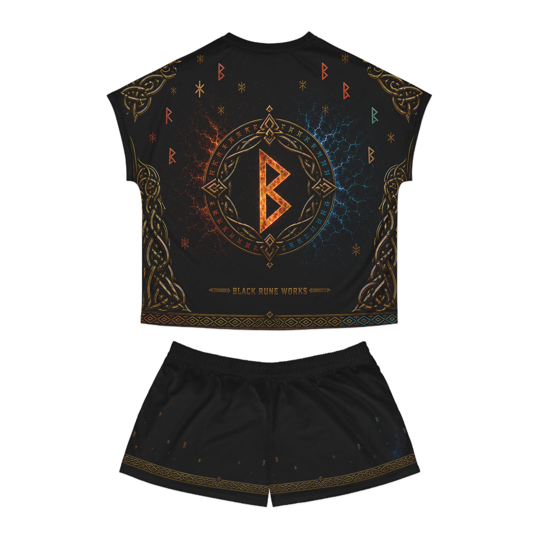 Women’s Rainbow Rune Short Pajama Set | Black Nordic Sleepwear | Black Rune Works