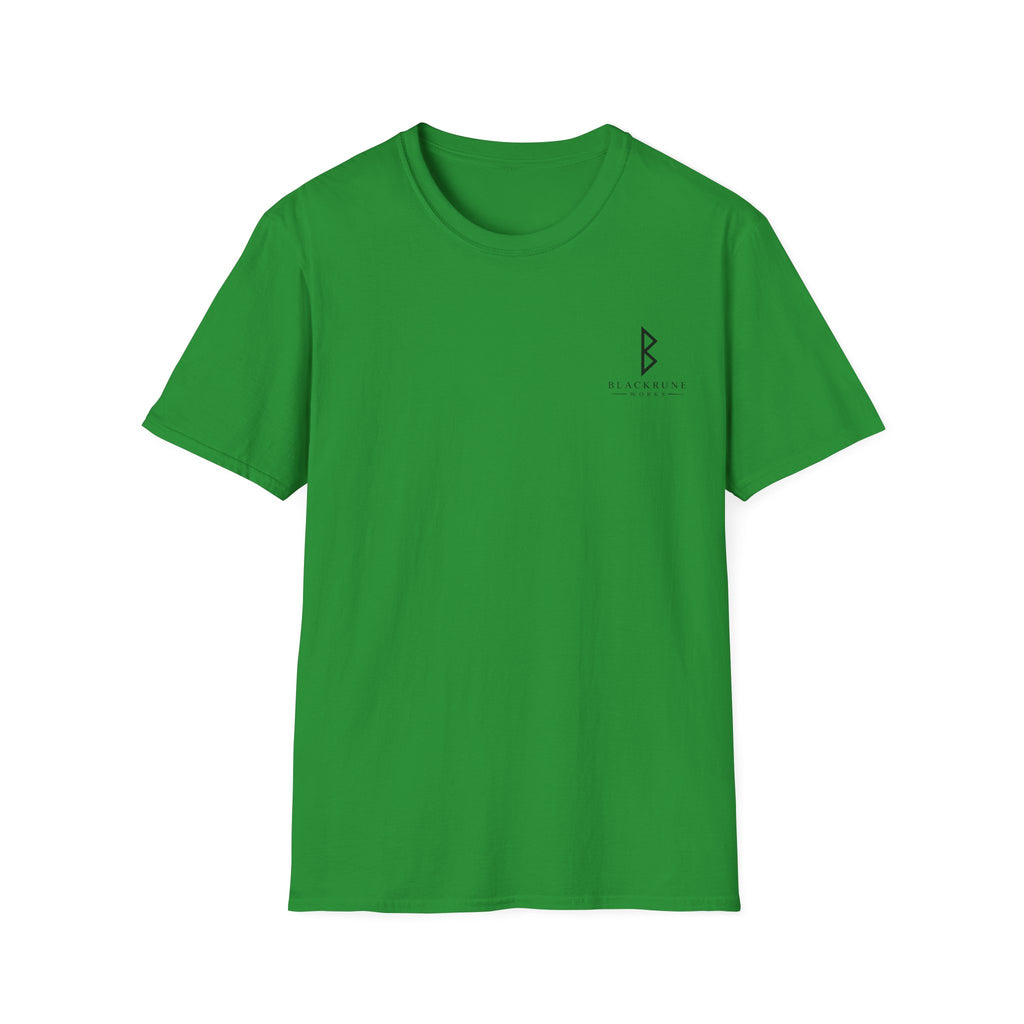 Black Rune Works Logo T Shirt Front and Large Back Logo