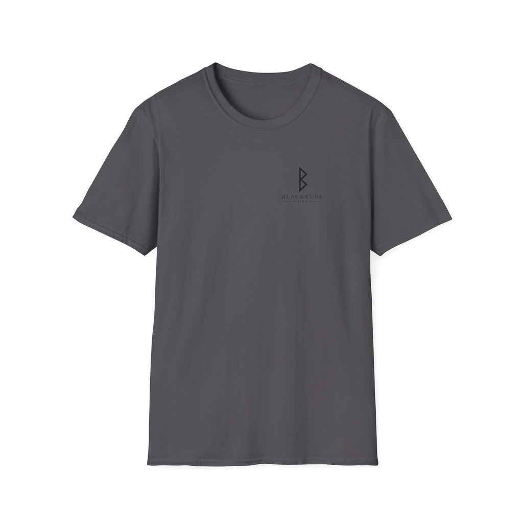 ODIN'S RULES™ No. 28 | Build Your Hall Every Day | Viking Scroll Graphic T-Shirt | Black Rune Works
