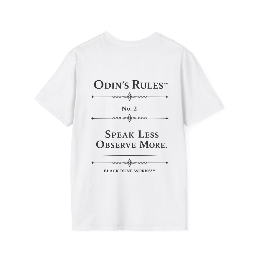 Odin's Rules™ Rule #2 | Speak Less, Observe More | Viking Norse Warrior Shirt | Black Rune Works