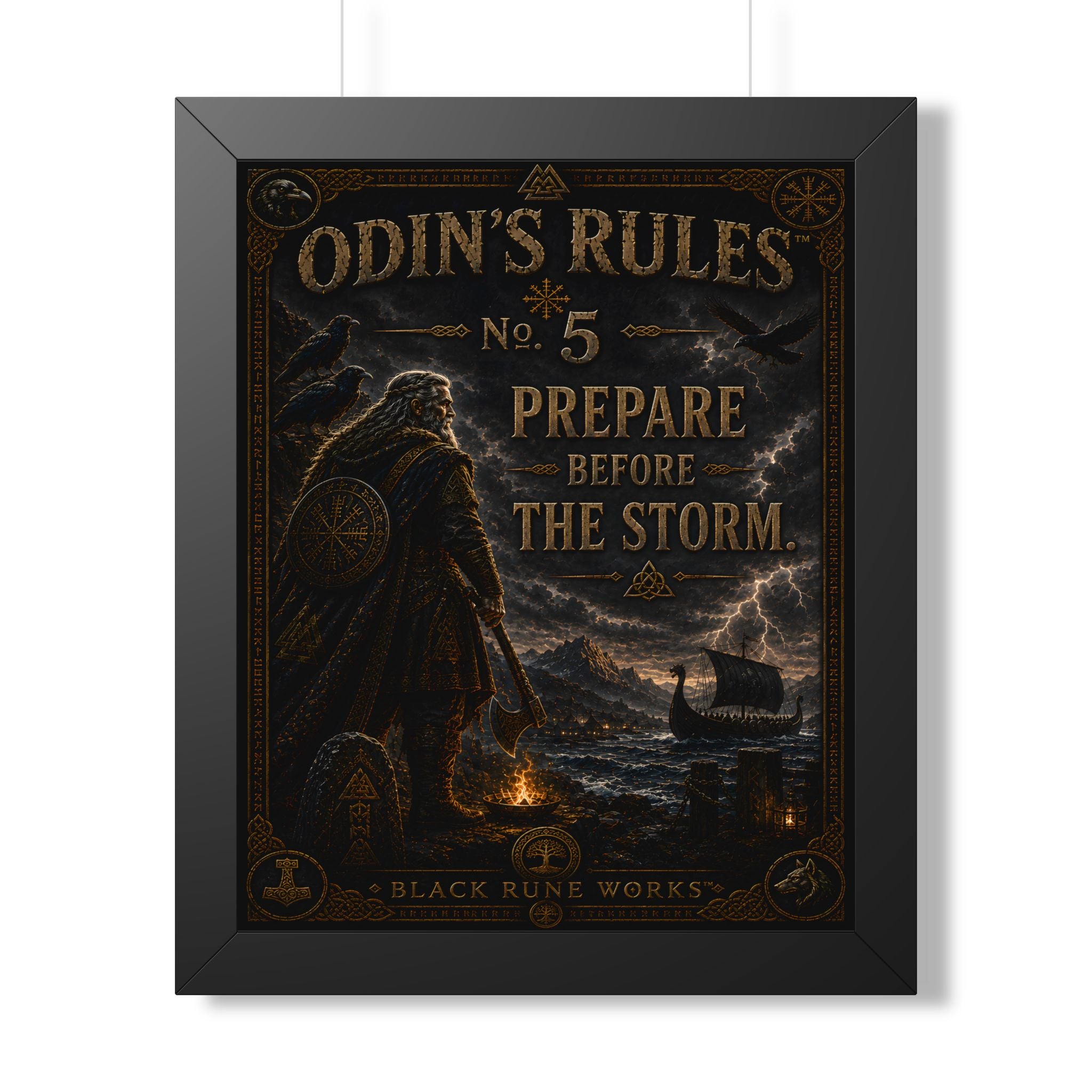 ODIN'S RULES™ No. 5 – Prepare Before The Storm Framed Poster