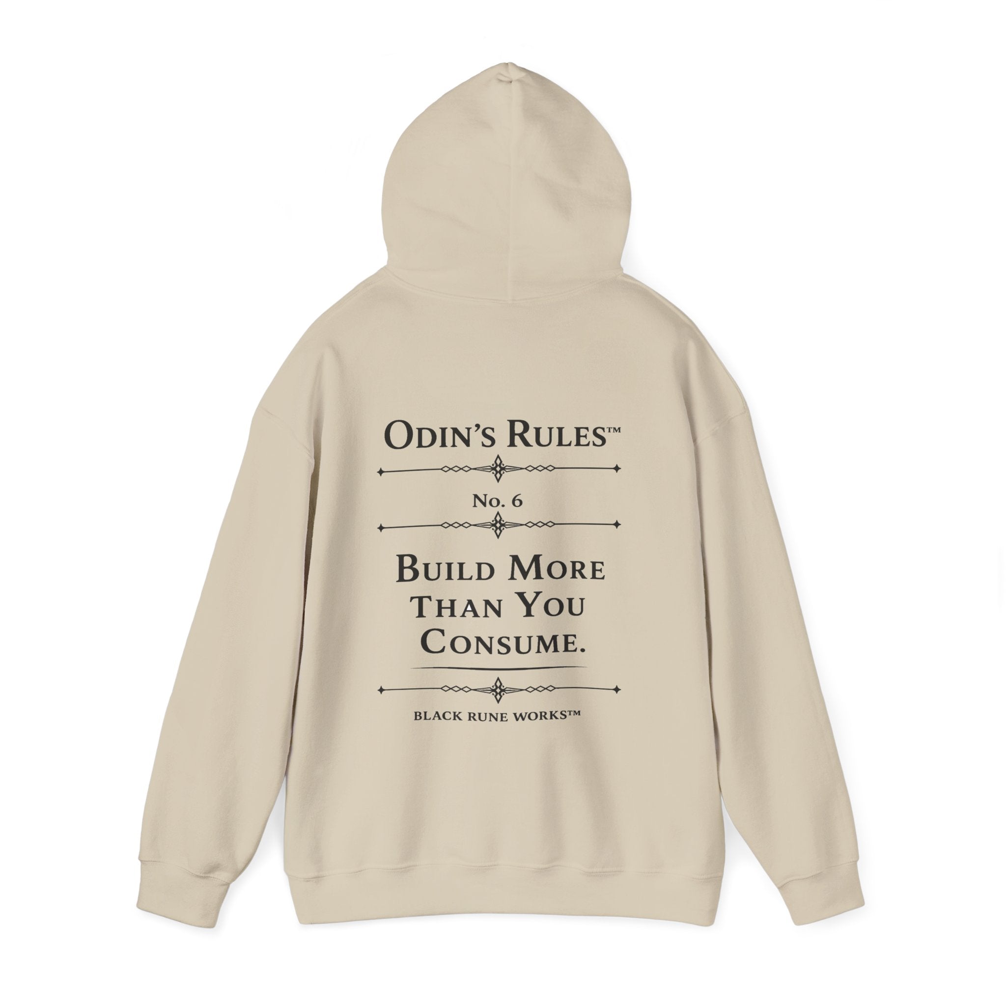 Odin's Rules™ Rule #6 | Build More Than You Consume | Viking Norse Warrior Hoodie | Black Rune Works