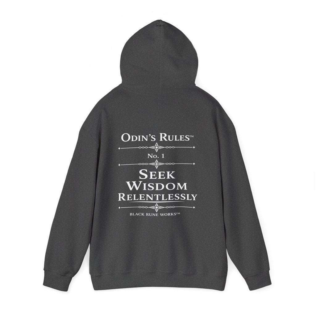 Odin's Rules™ Rule #1 | Seek Wisdom Relentlessly | Viking Norse Warrior Hoodie | Black Rune Works