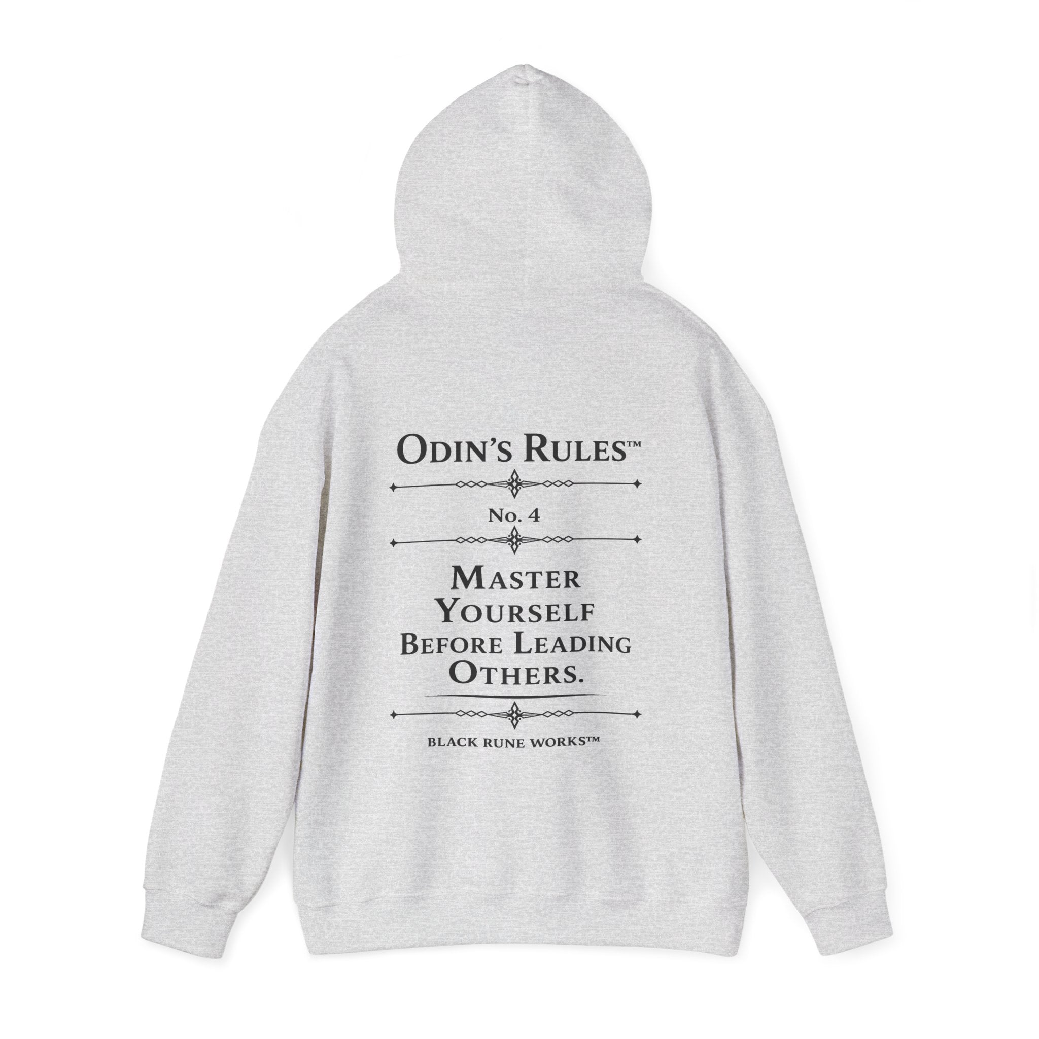 Odin's Rules™ Rule #4 | Master Yourself Before Leading Others | Viking Norse Warrior Hoodie | Black Rune Works