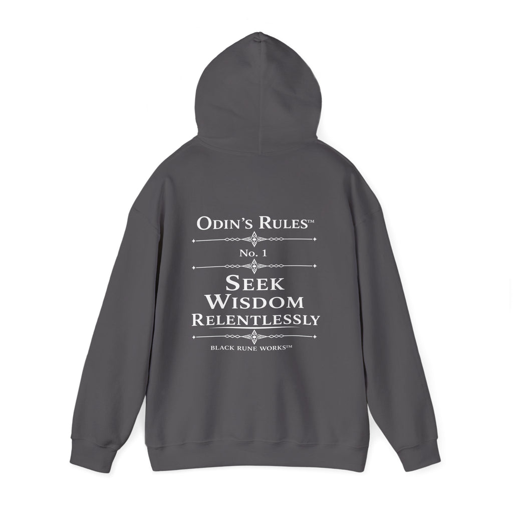Odin's Rules™ Rule #1 | Seek Wisdom Relentlessly | Viking Norse Warrior Hoodie | Black Rune Works