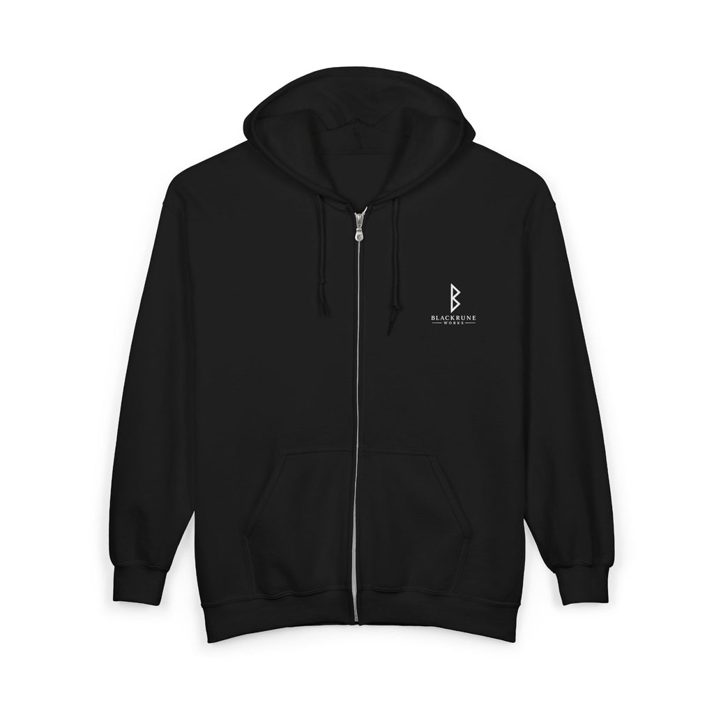 Aurora Eternal Love Rune Full-Zip Hoodie | Norse Viking Zip Hoodie | Black Rune Works