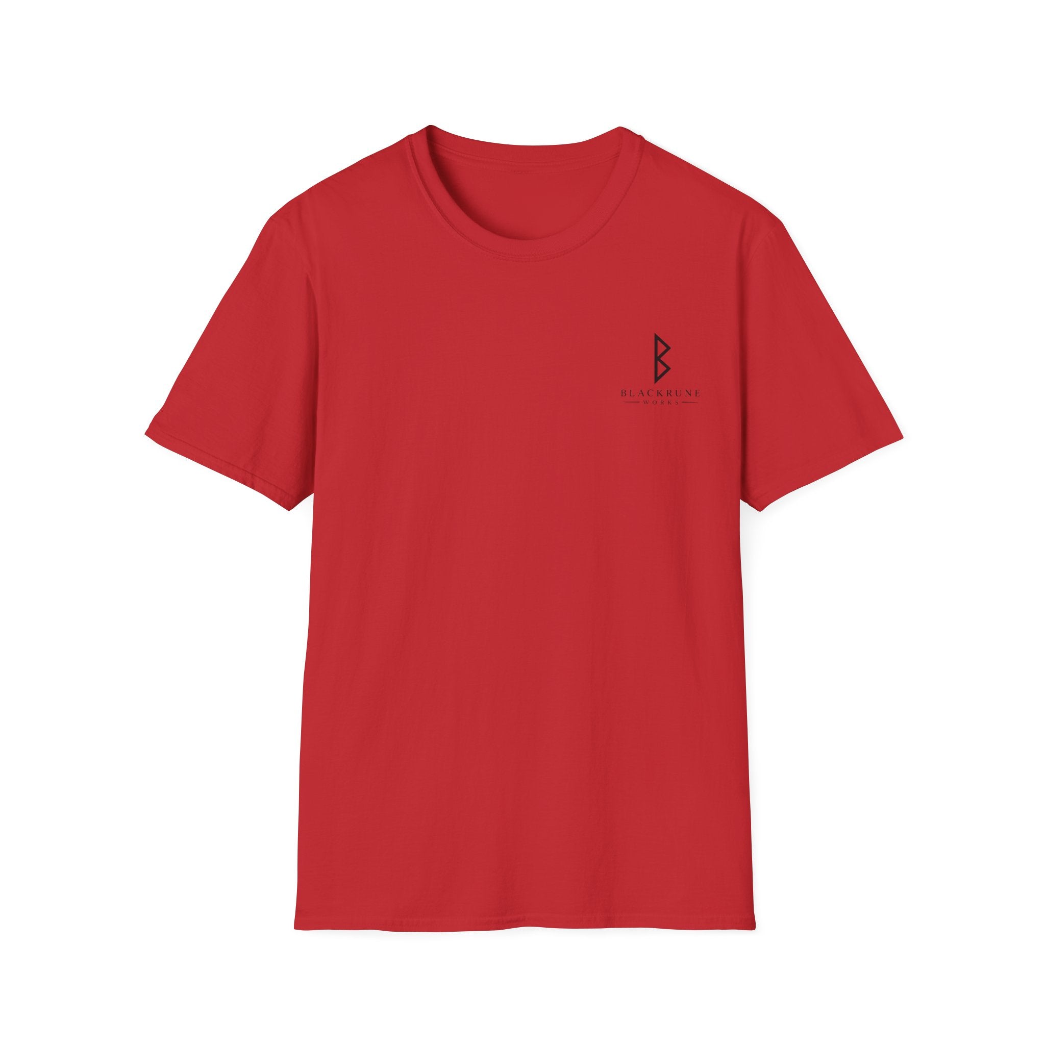 Black Rune Works Logo T Shirt Front and Large Back Logo