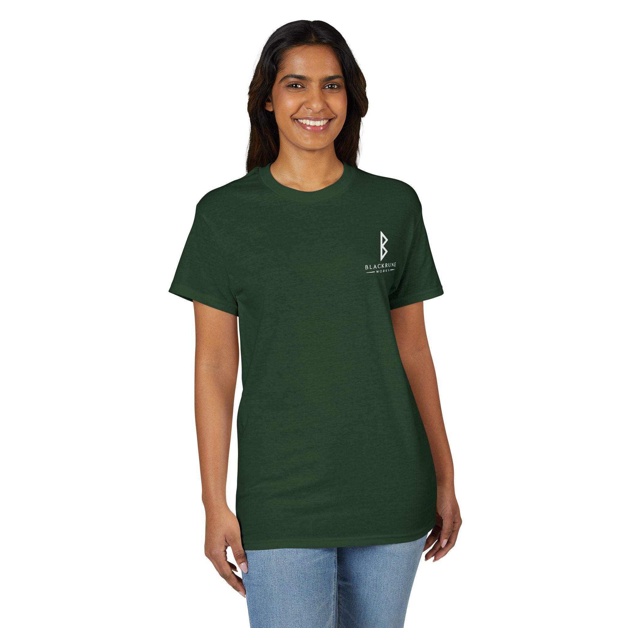 Black Rune Works Signature DryBlend T-Shirt Front and Back Logo