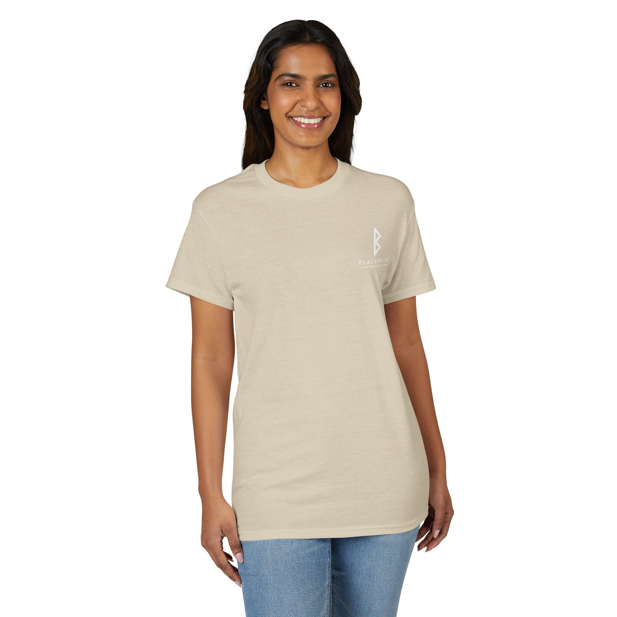 Black Rune Works Signature DryBlend T-Shirt Front and Back Logo