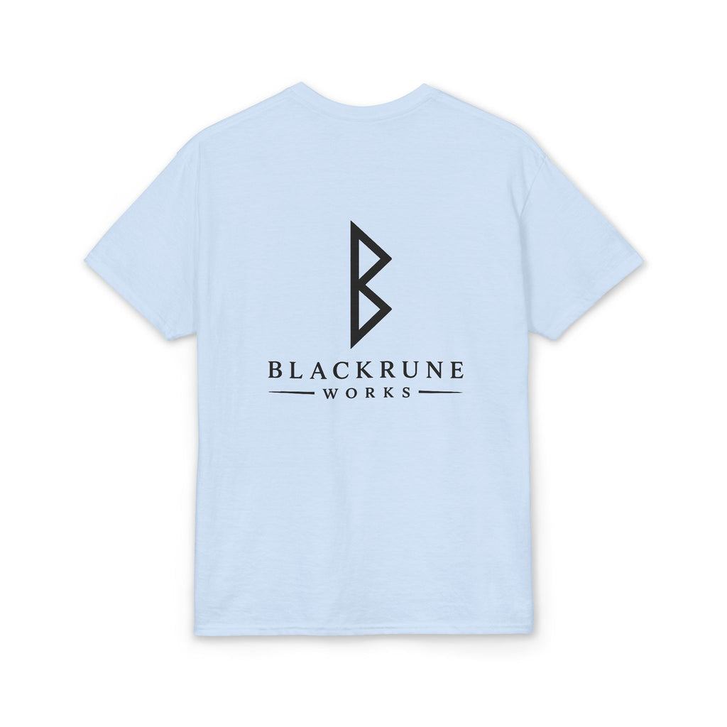 Black Rune Works Signature DryBlend T-Shirt Front and Back Logo