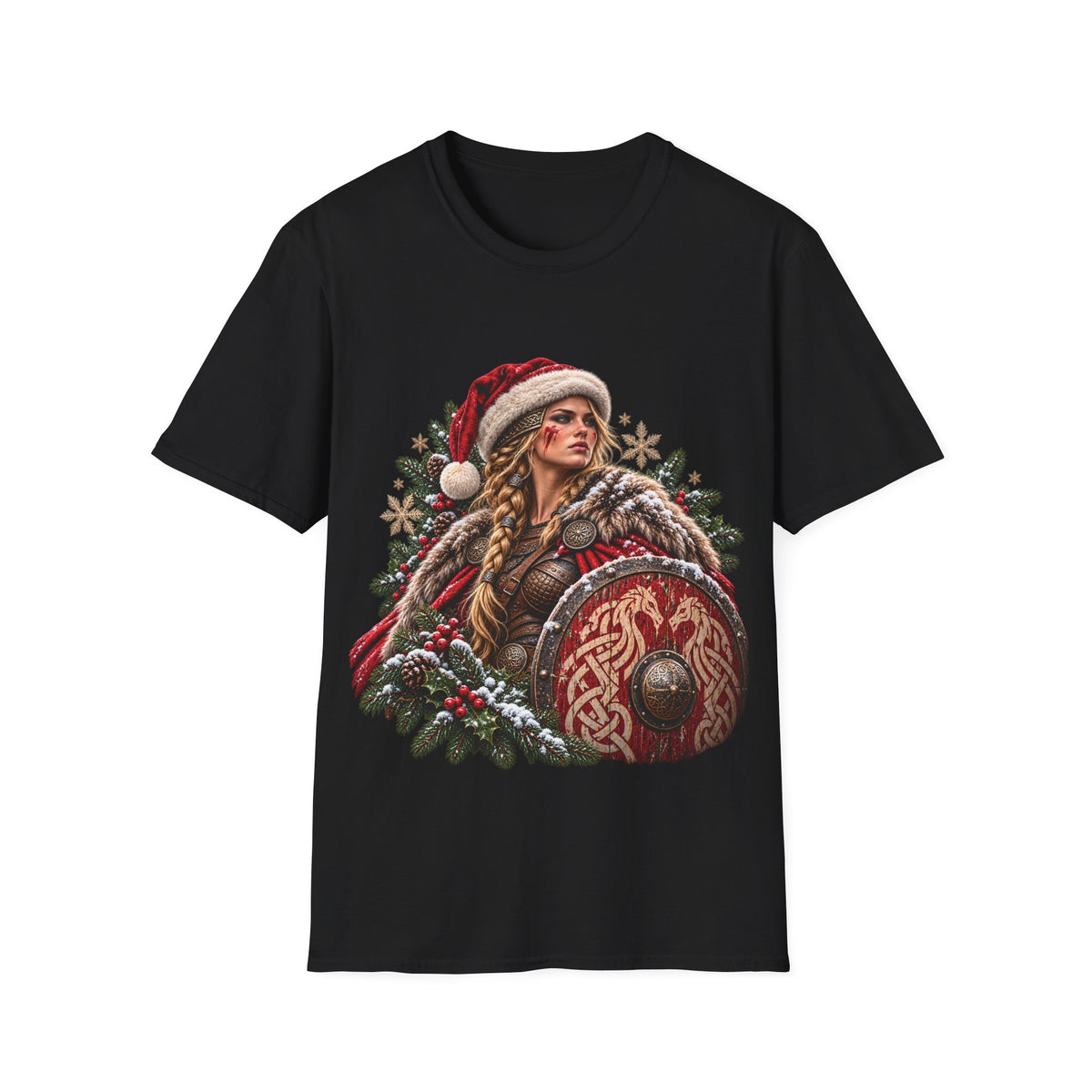 Christmas Shieldmaiden T-Shirt – Nordic Viking Holiday Warrior Tee