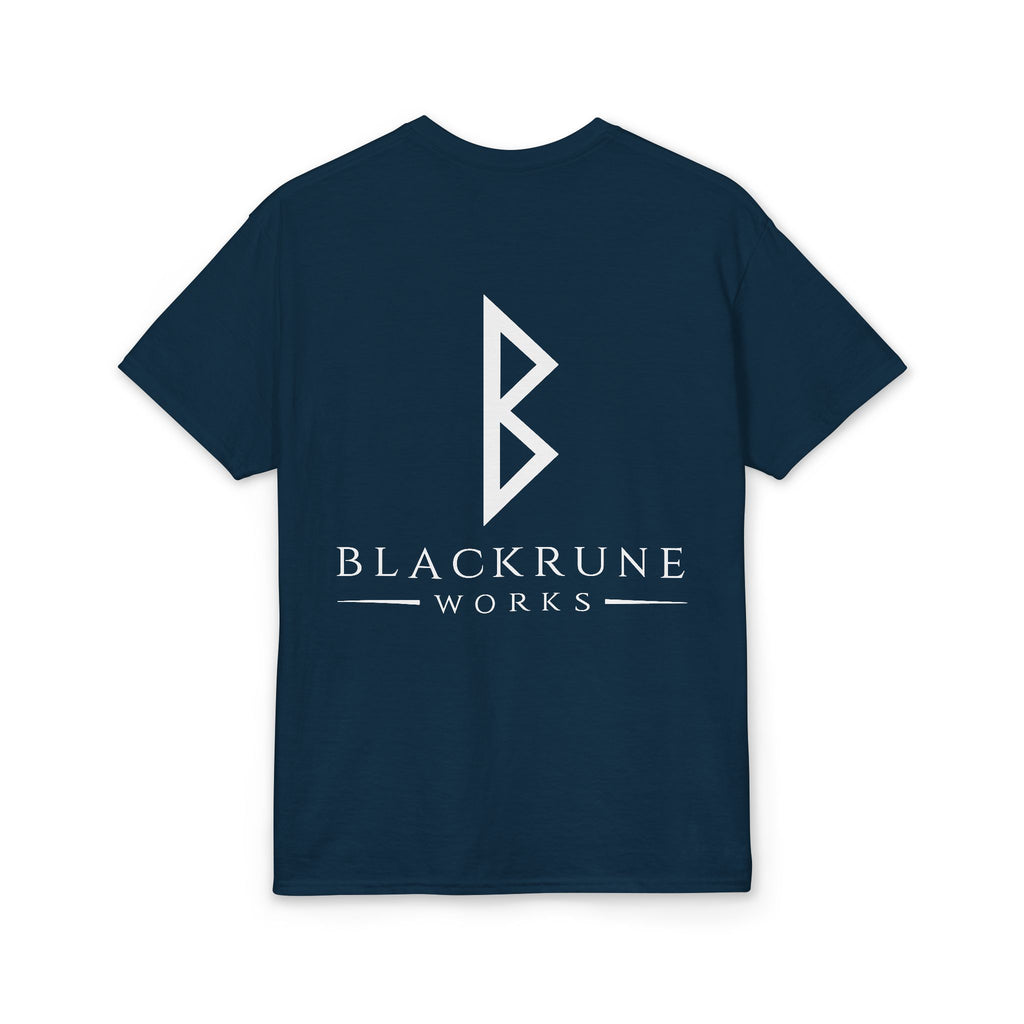 Black Rune Works Signature DryBlend T-Shirt Front and Back Logo