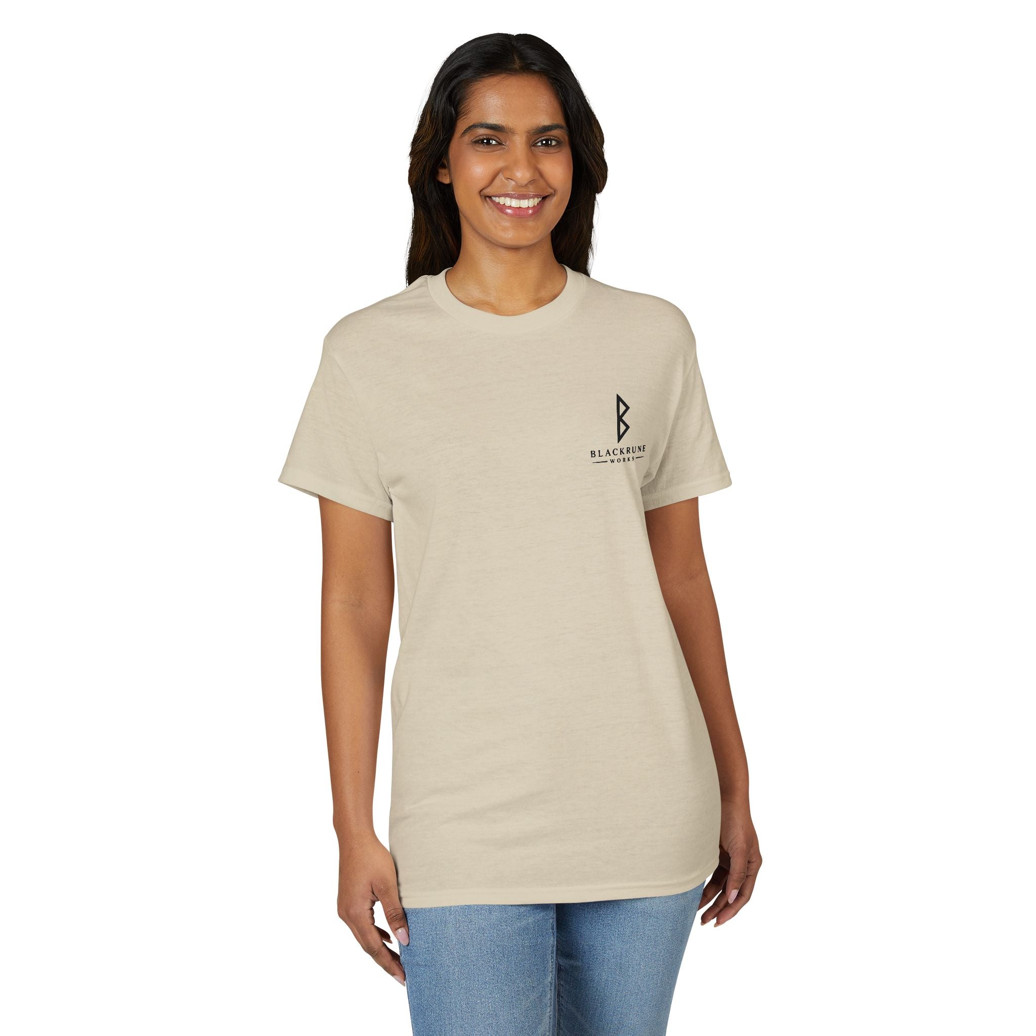 Black Rune Works Signature DryBlend T-Shirt Front and Back Logo