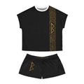 Women’s Black & Gold Rune Short Pajama Set | Nordic Knotwork Sleepwear | Black Rune Works