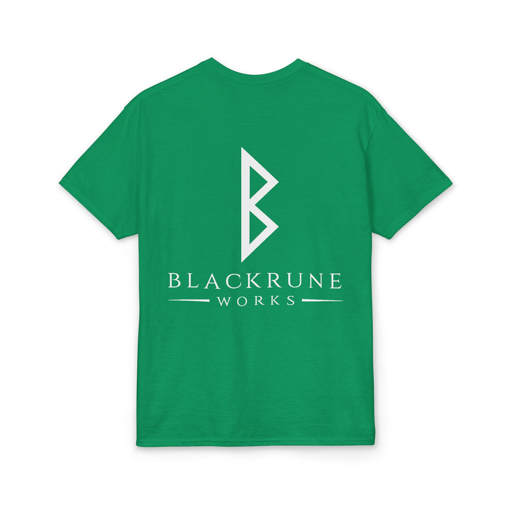 Black Rune Works Signature DryBlend T-Shirt Front and Back Logo