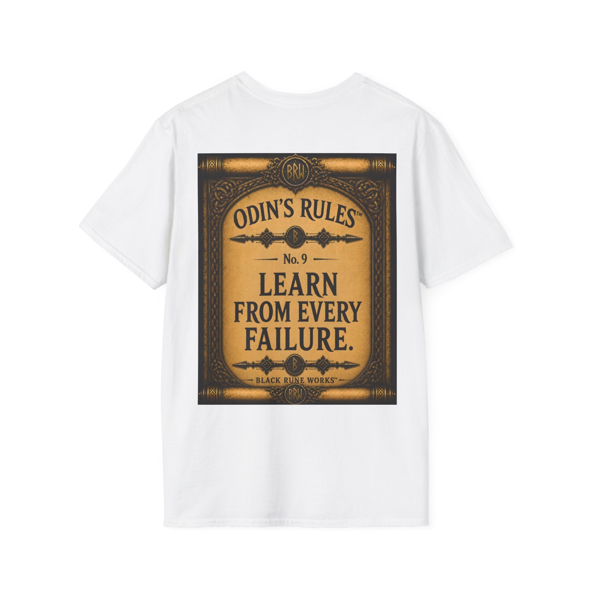 ODIN'S RULES™ No. 9 | Learn From Every Failure | Viking Scroll Graphic T-Shirt | Black Rune Works