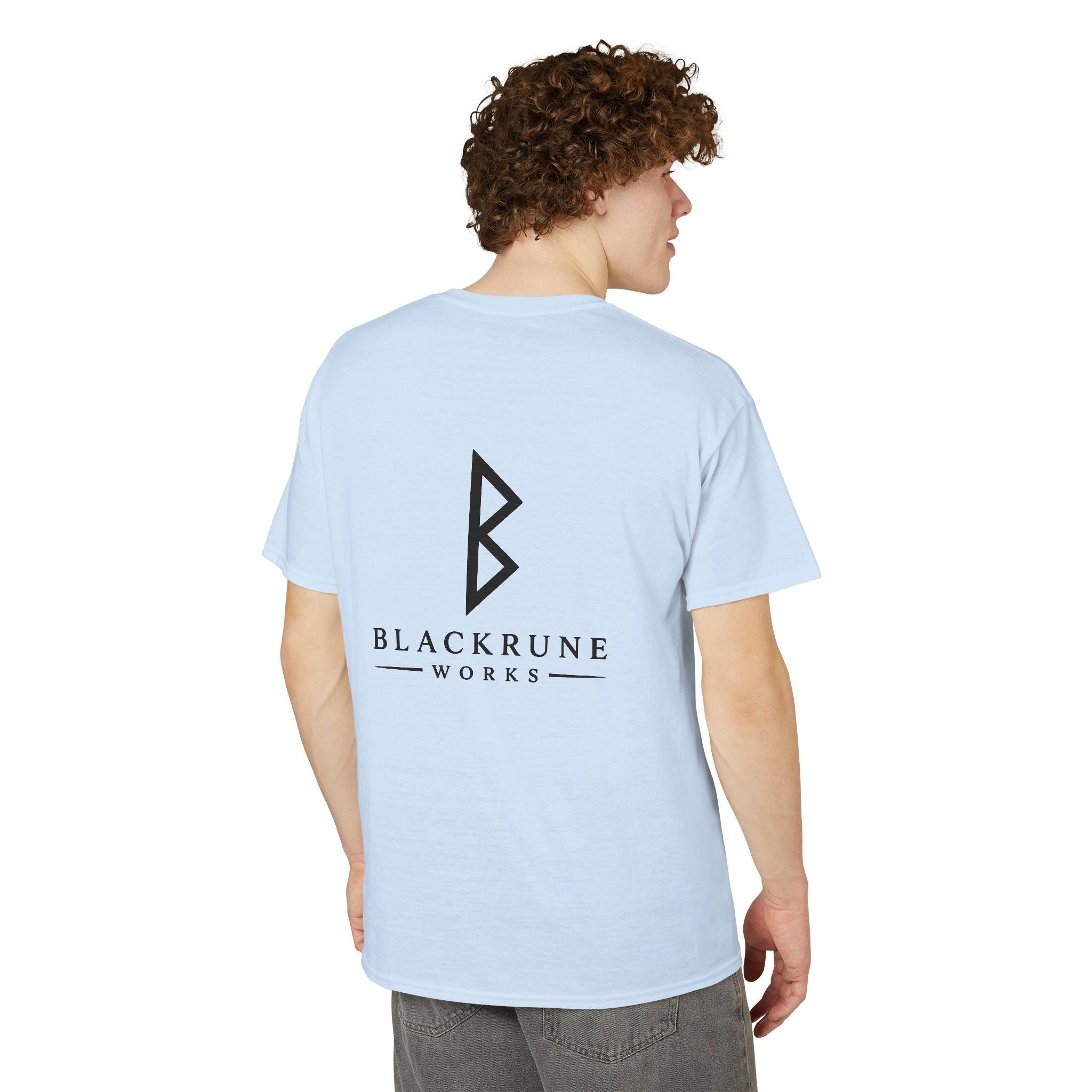Black Rune Works Signature DryBlend T-Shirt Front and Back Logo