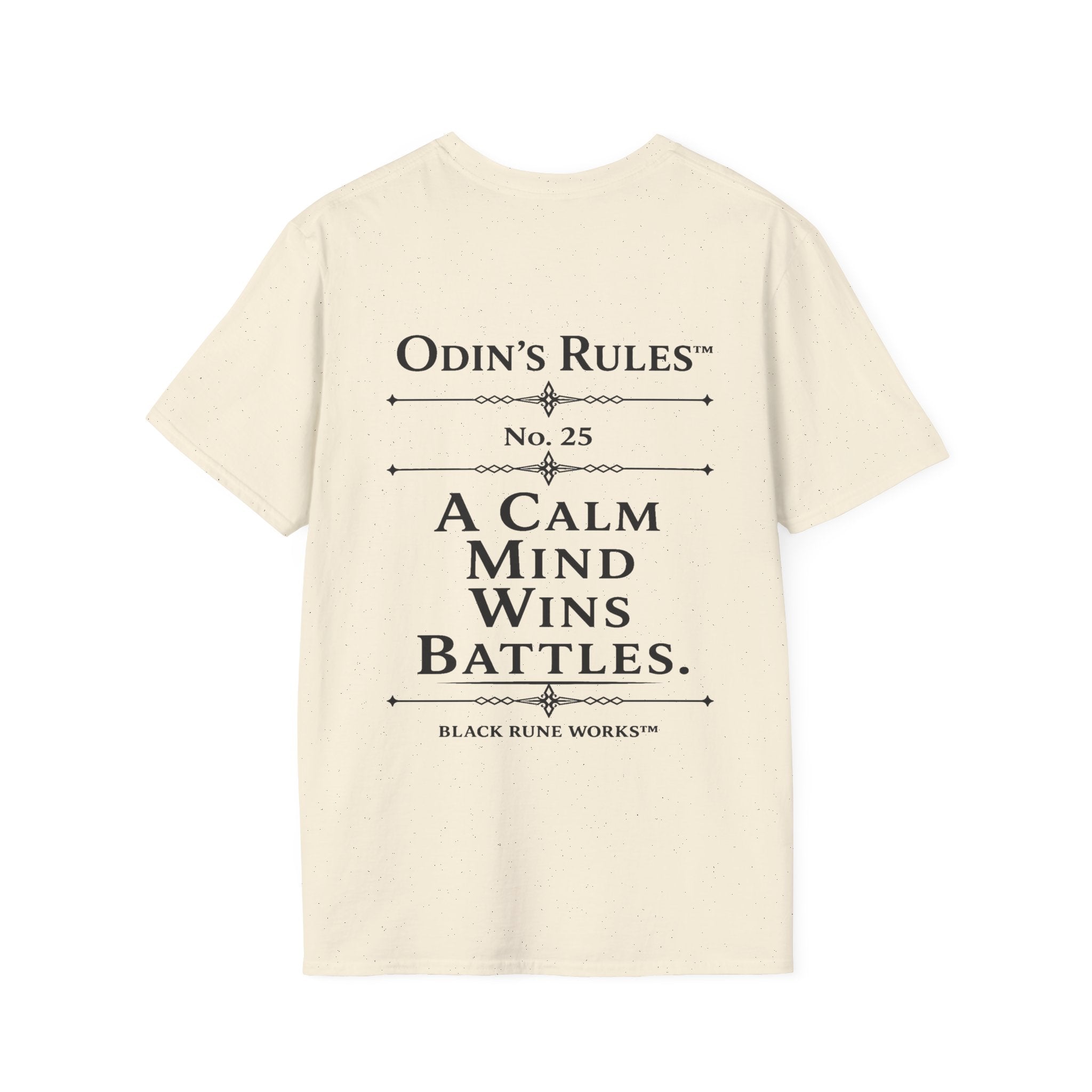 ODIN'S RULES™ Rule #25 | A Calm Mind Wins Battles | Viking Norse Warrior Shirt | Black Rune Works