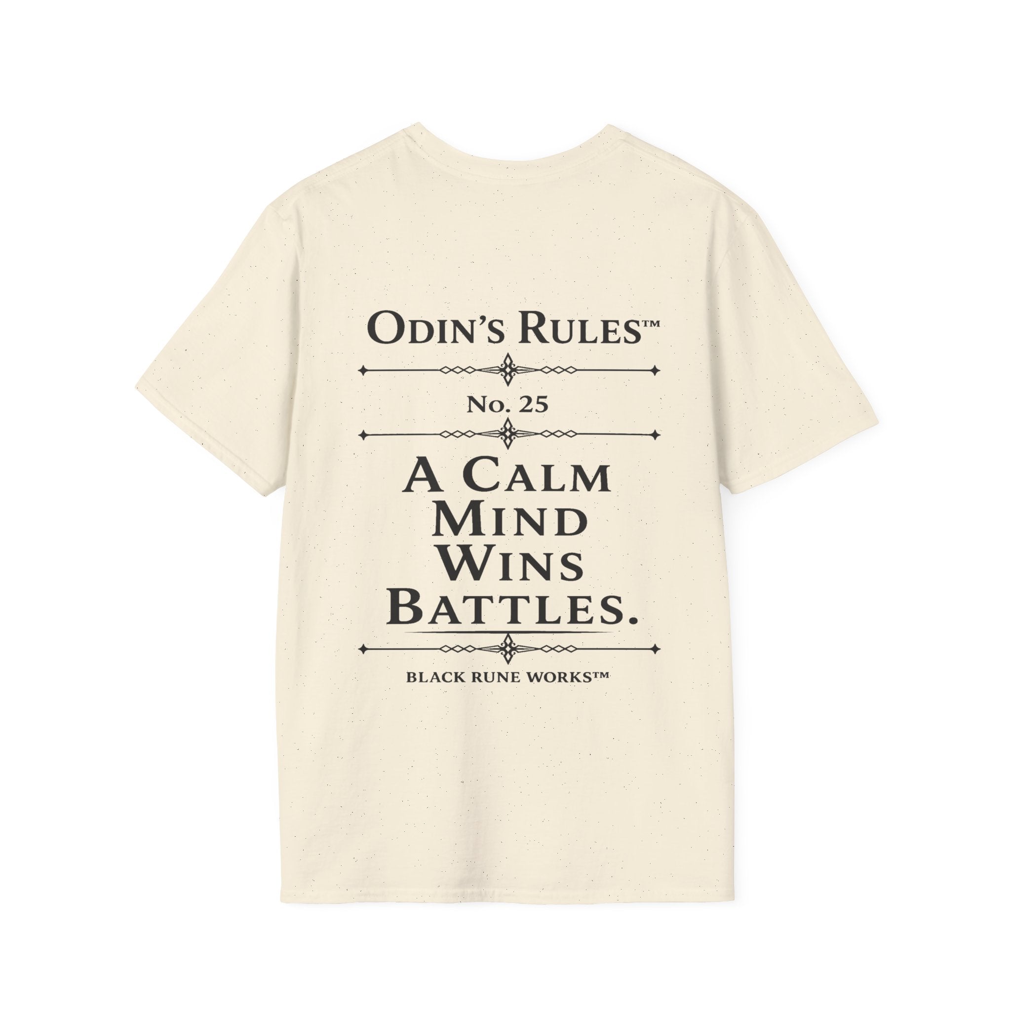 ODIN'S RULES™ Rule #25 | A Calm Mind Wins Battles | Viking Norse Warrior Shirt | Black Rune Works