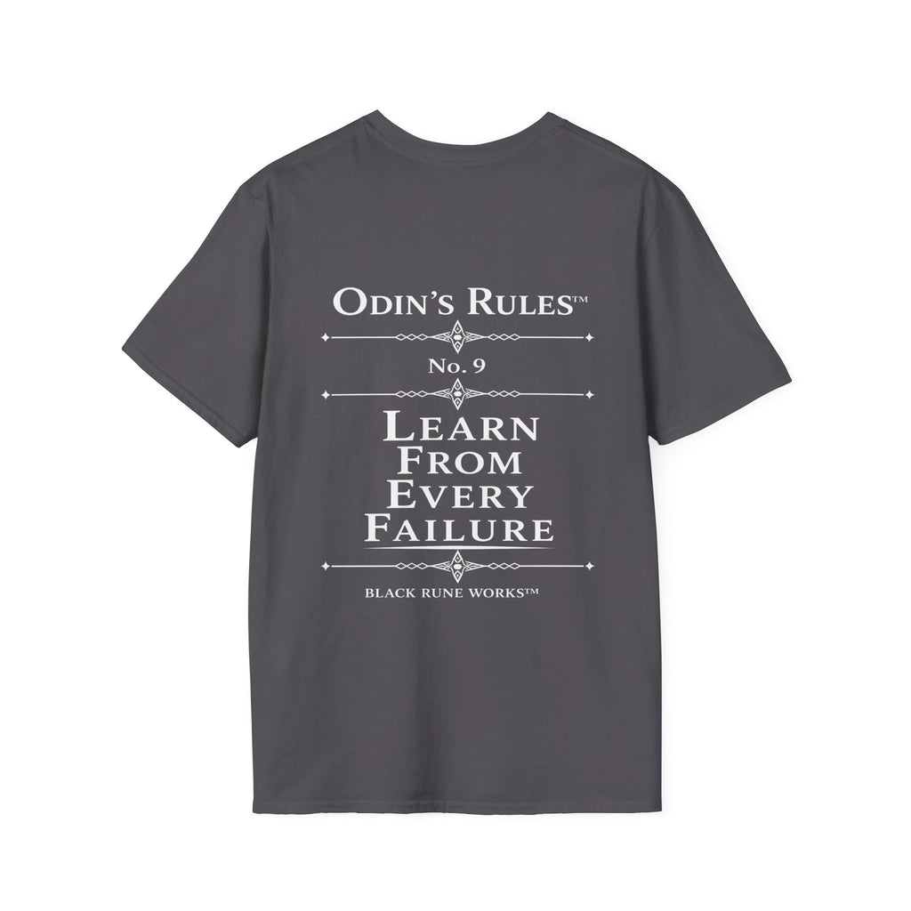 Odin's Rules™ Rule #9 | Learn From Every Failure | Viking Norse Warrior Shirt | Black Rune Works