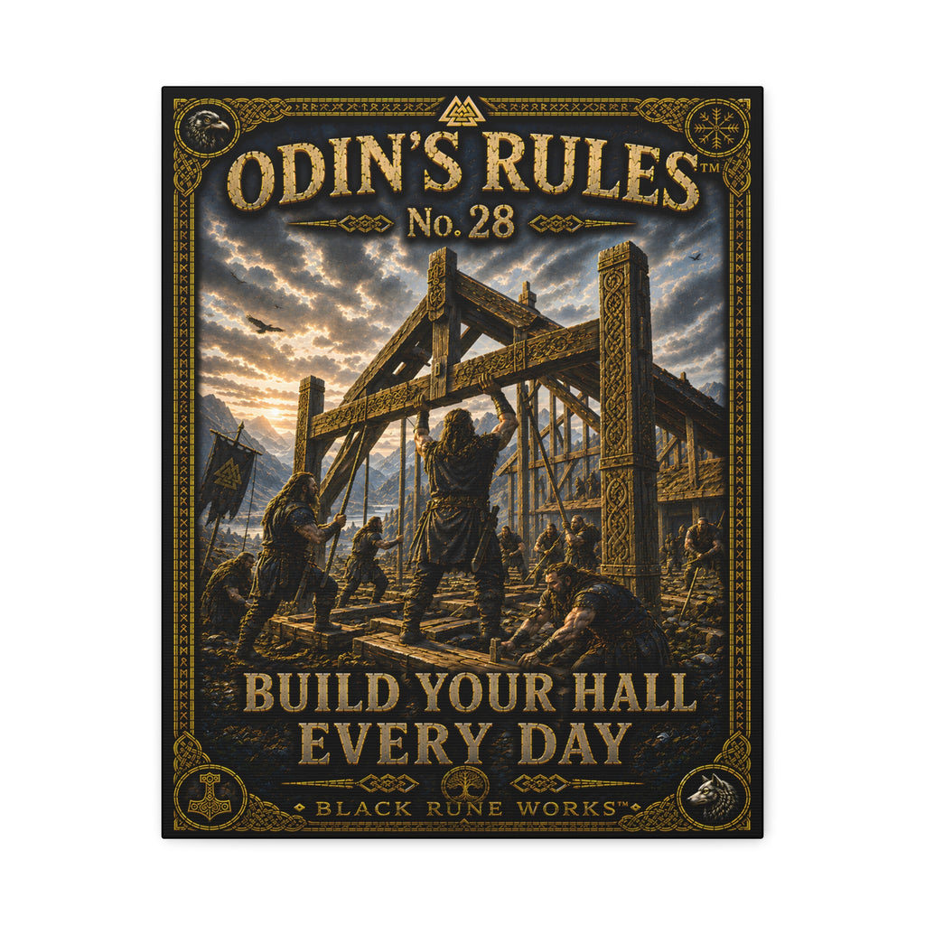 ODIN'S RULES™ No. 28 – Build Your Hall Every Day | Viking Legacy Canvas Art