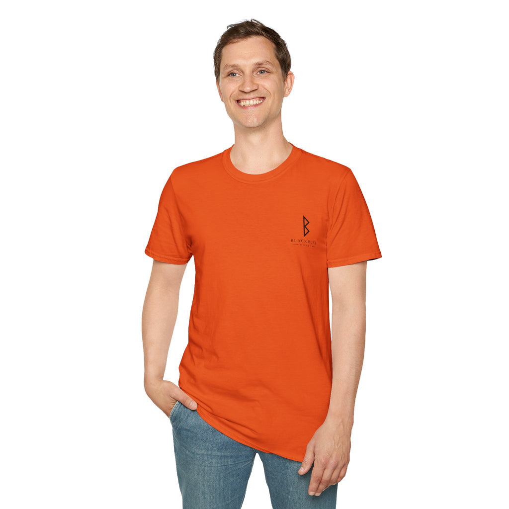 Black Rune Works Logo T Shirt Front and Large Back Logo