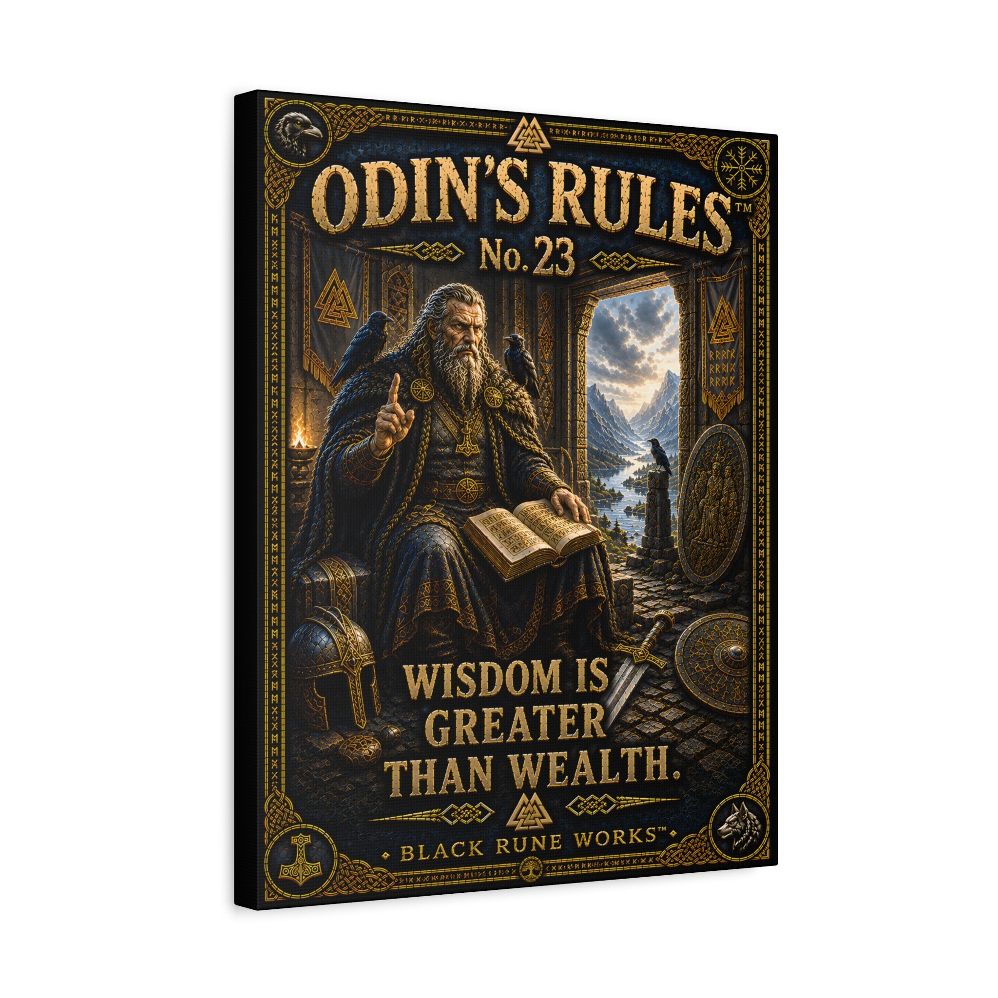 ODIN'S RULES™ No. 23 – Wisdom Is Greater Than Wealth | Viking Canvas Art