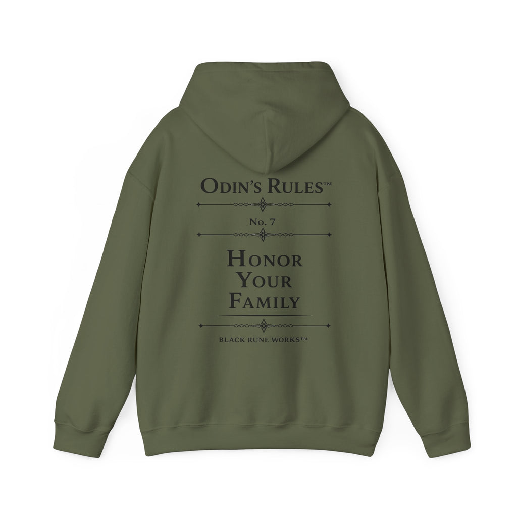 Odin's Rules™ Rule #7 | Honor Your Family | Viking Norse Warrior Hoodie | Black Rune Works