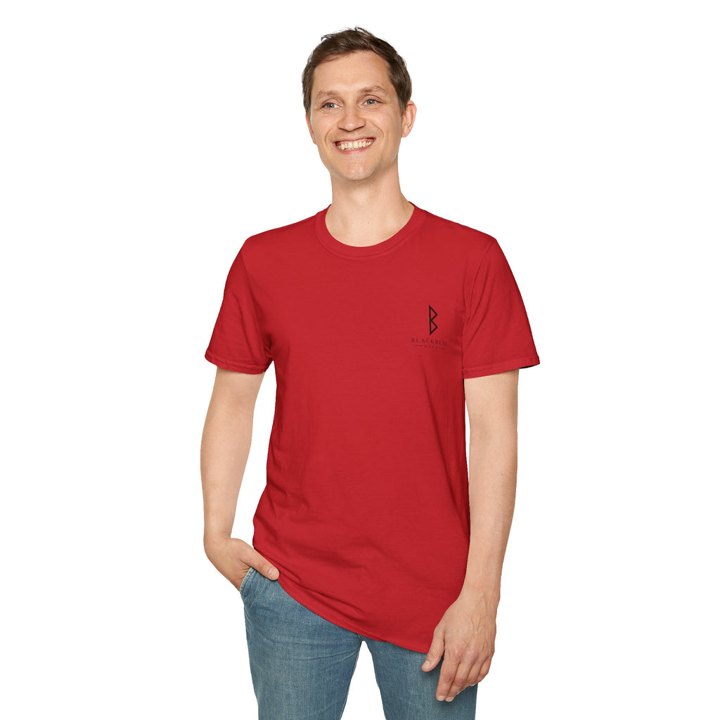 Black Rune Works Logo T Shirt Front and Large Back Logo