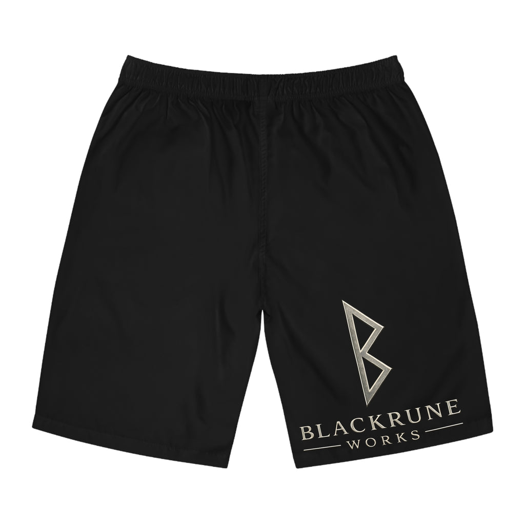 Berkano Rune Board Shorts | Norse Viking Swim Shorts | Black Rune Works