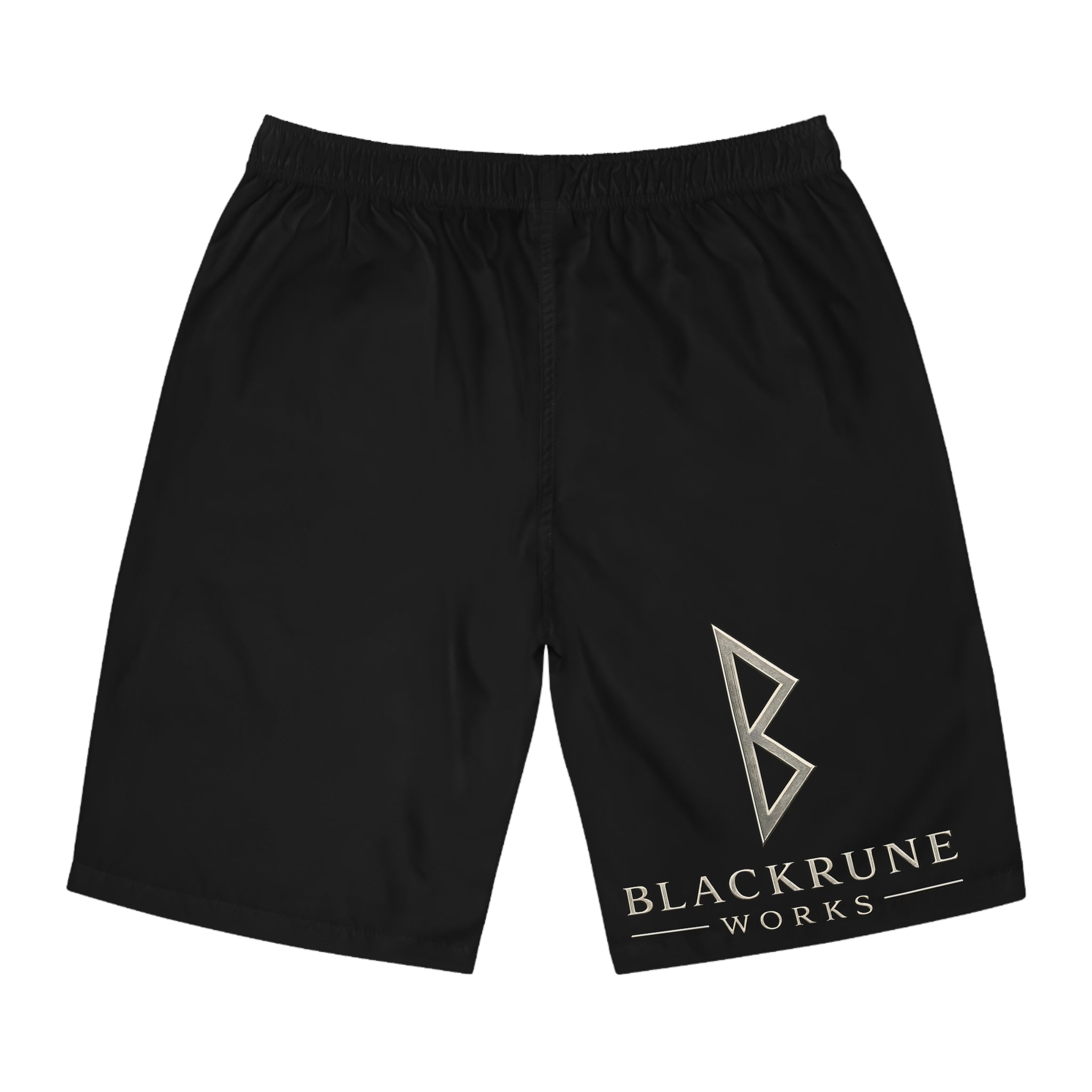 Berkano Rune Board Shorts | Norse Viking Swim Shorts | Black Rune Works