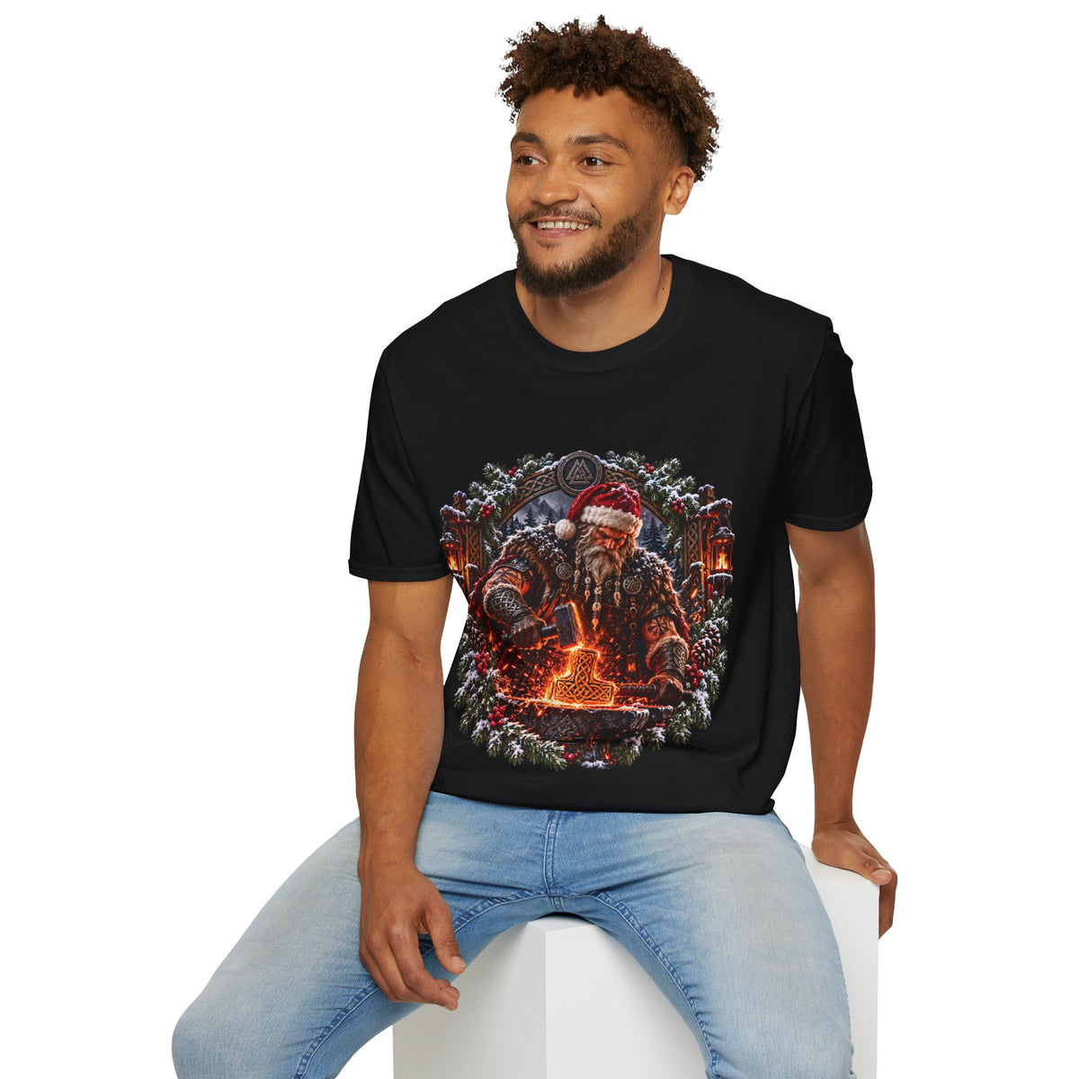 Viking Santa Christmas T-Shirt – Nordic Yule Warrior Holiday Tee