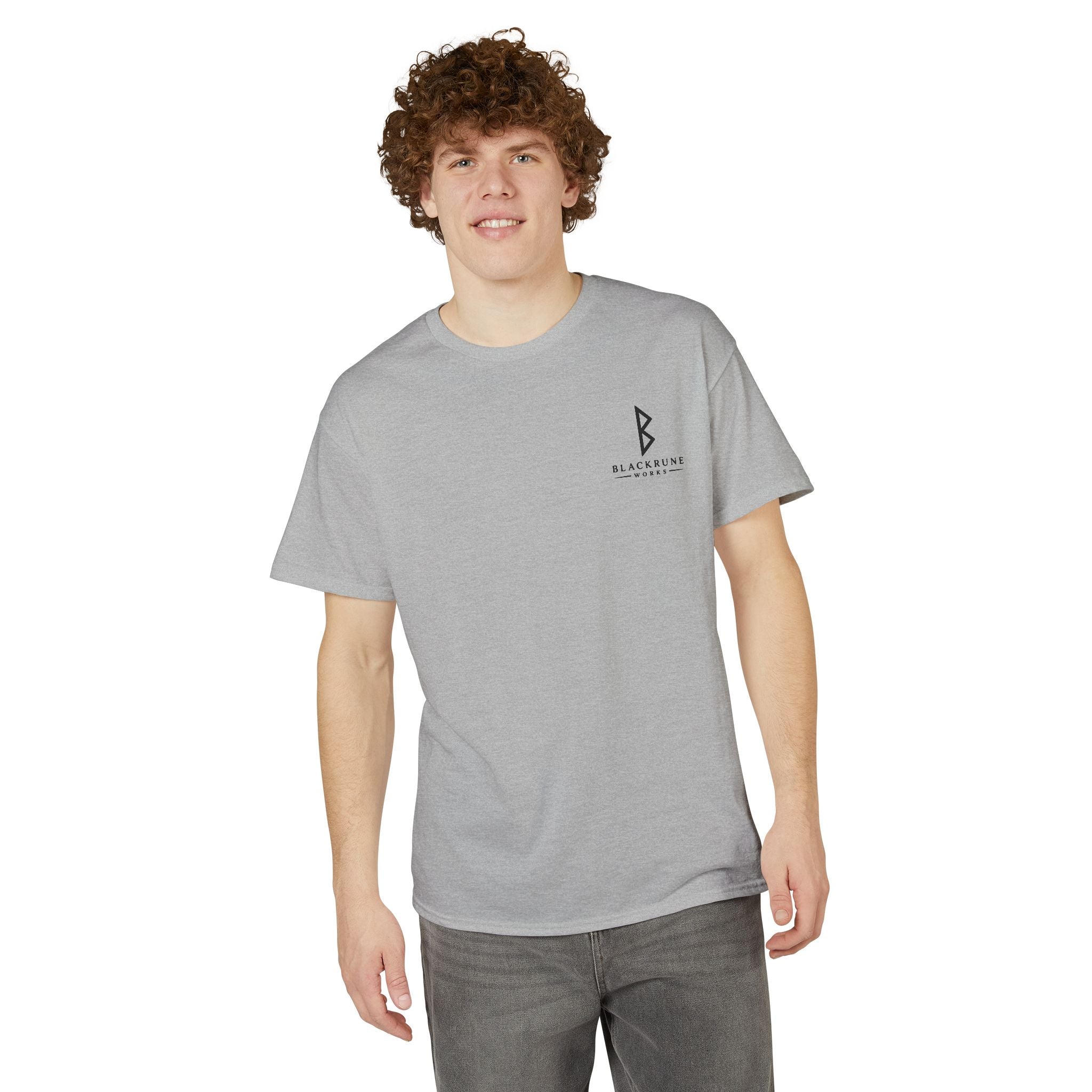 Black Rune Works Signature DryBlend T-Shirt Front and Back Logo