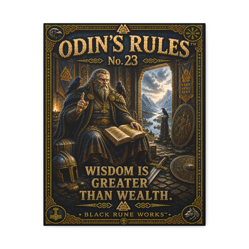 ODIN'S RULES™ No. 23 – Wisdom Is Greater Than Wealth | Viking Canvas Art