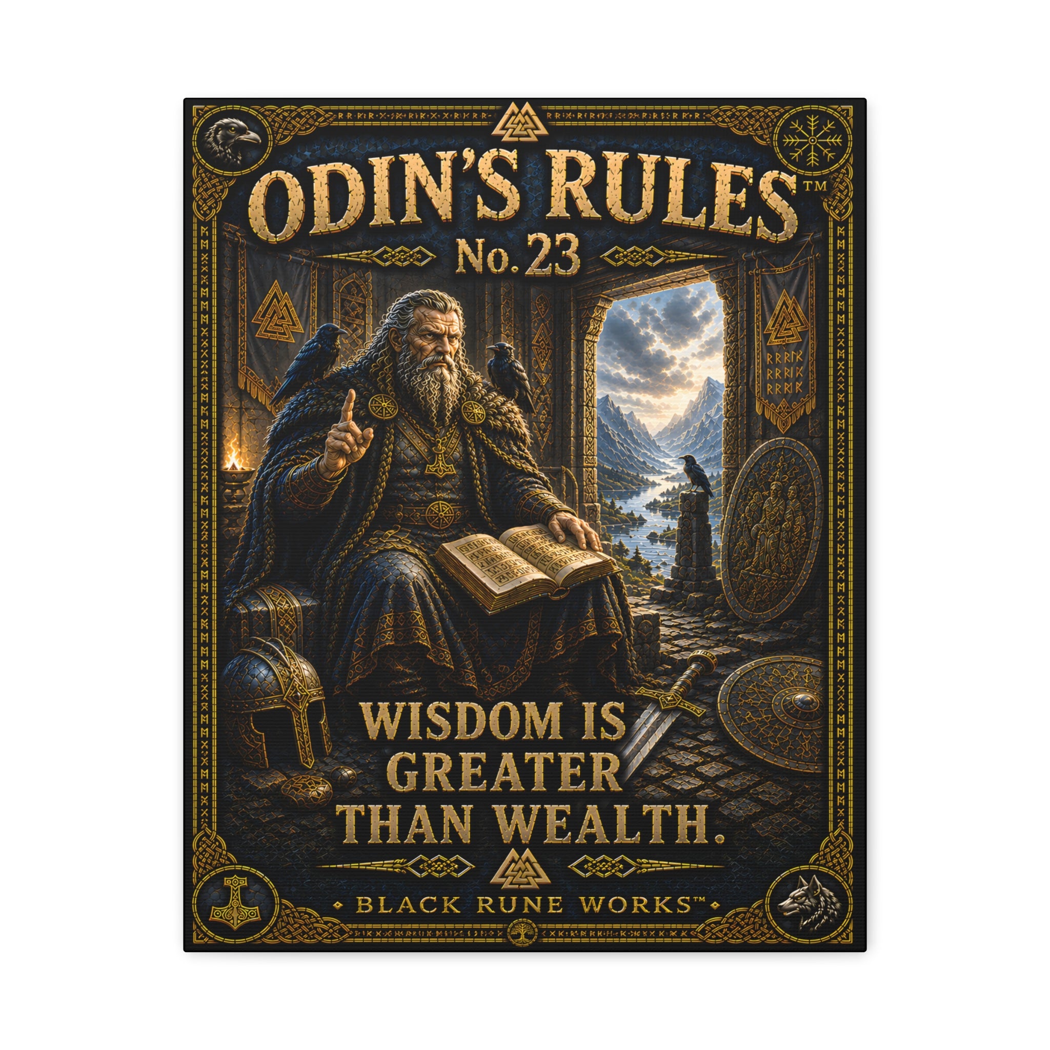 ODIN'S RULES™ No. 23 – Wisdom Is Greater Than Wealth | Viking Canvas Art