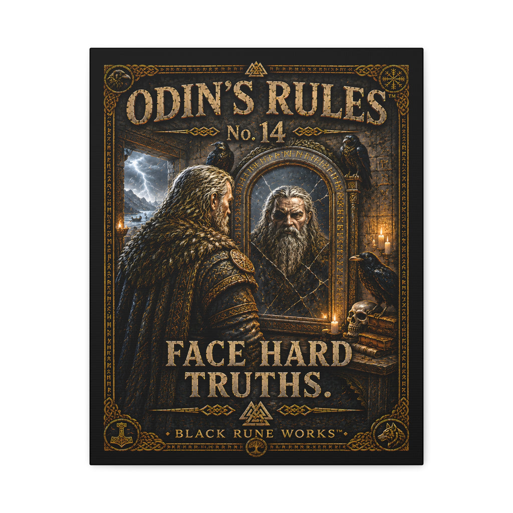 ODIN'S RULES™ No. 14 – Face Hard Truths | Viking Motivational Canvas Wall Art