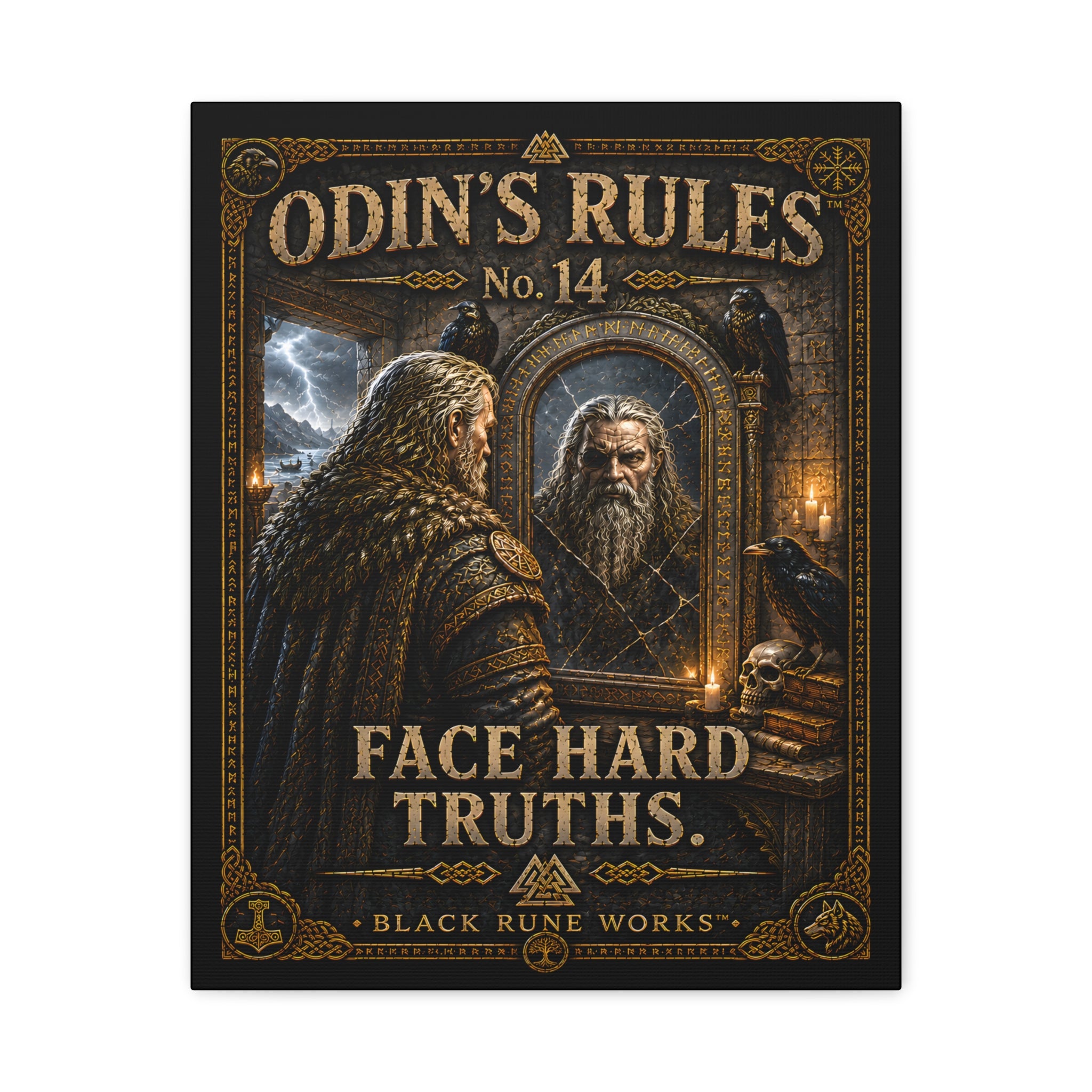 ODIN'S RULES™ No. 14 – Face Hard Truths | Viking Motivational Canvas Wall Art