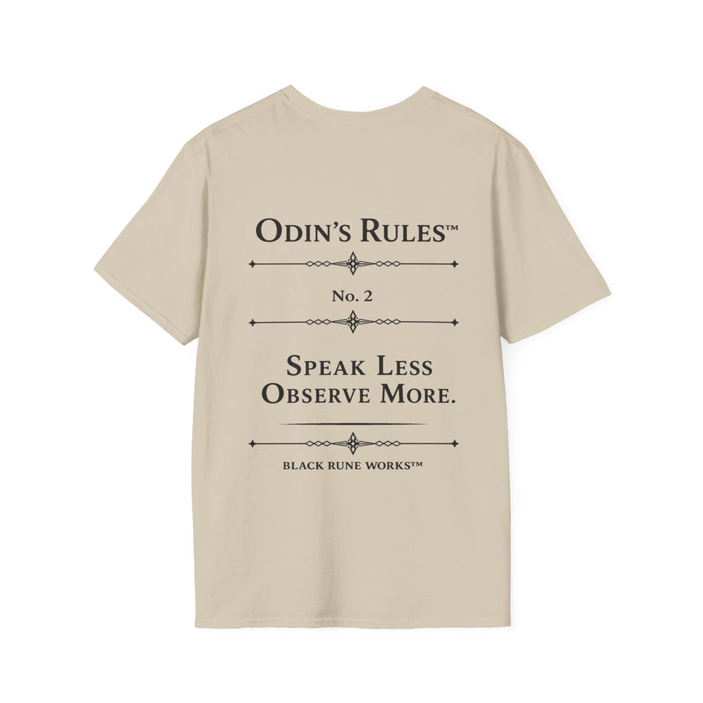 Odin's Rules™ Rule #2 | Speak Less, Observe More | Viking Norse Warrior Shirt | Black Rune Works